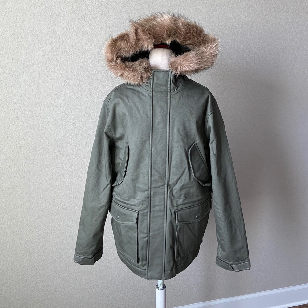Goodfellow & Co Faux Fur Hood JACKET Olive-green NWT - Picture 6 of 12